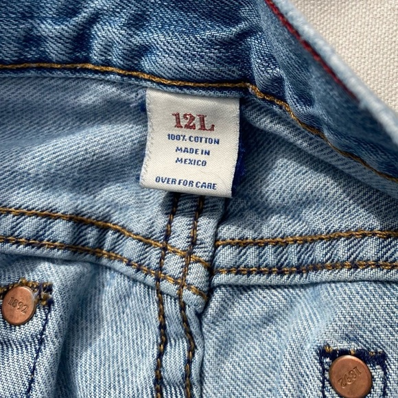 Y2K Abercrombie & Fitch Light Wash Wide Leg Flare Jeans Distressed 12L - Picture 5 of 11